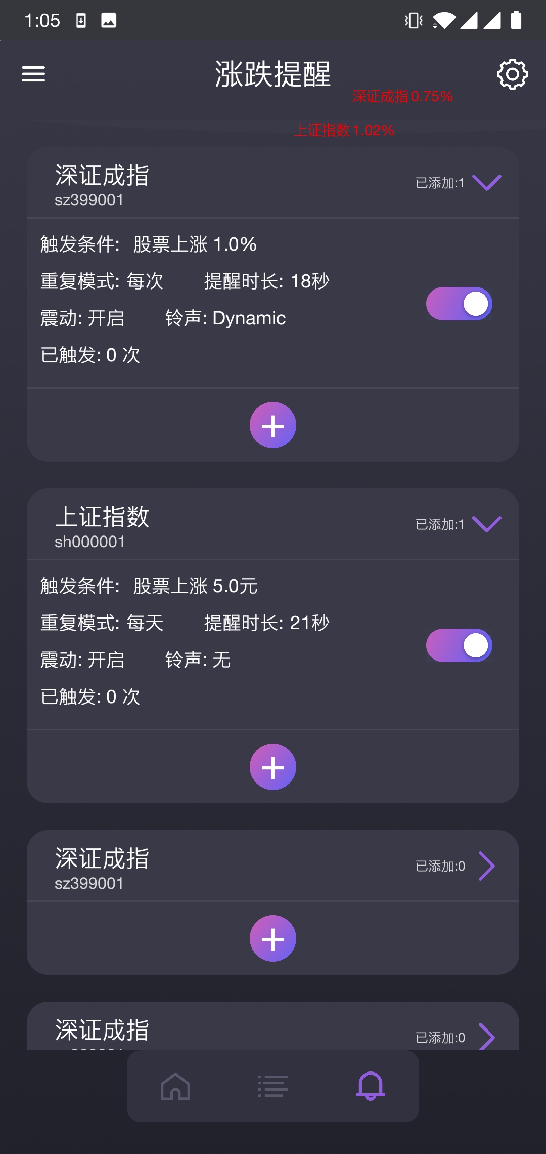 股价提醒设置界面 - 股票价格预警配置